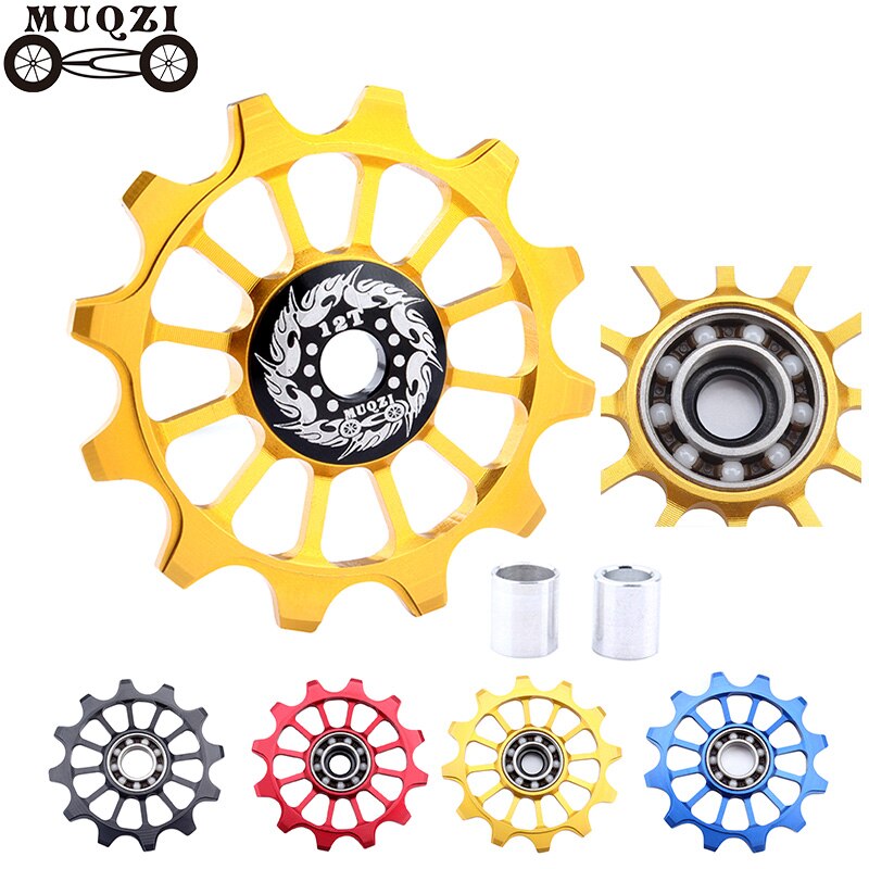Muqzi Bicycle 12T Positive Negative Tooth Wheel Rear Derailleur Bike Guide Pulley Ceramics Bearing
