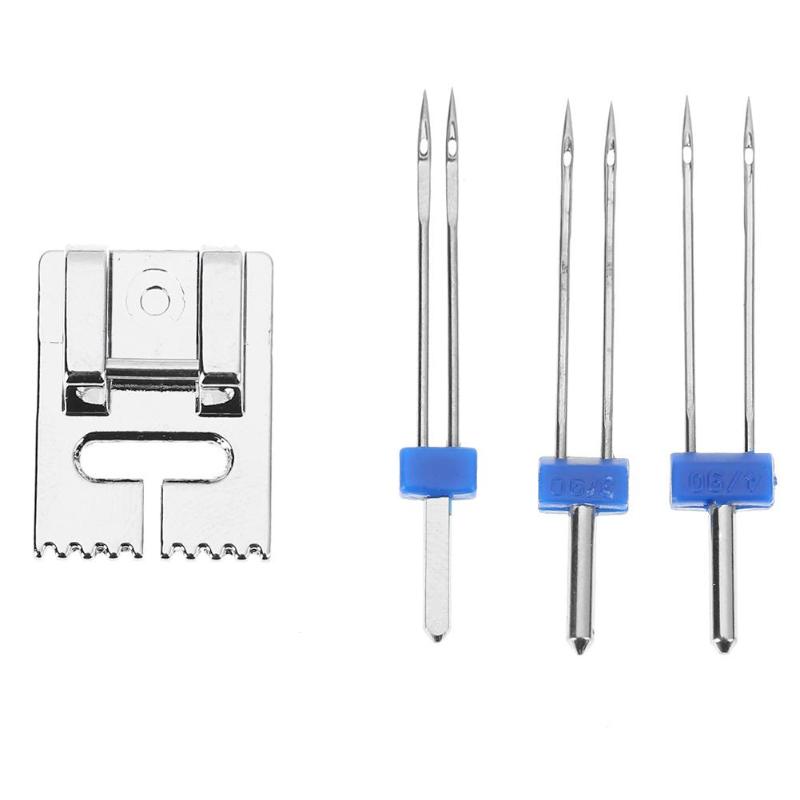 Metal Sewing Machine Presser Foot with 3 Sizes Double Twin Needles Pin For Brother Singer Janome Sewing Machine