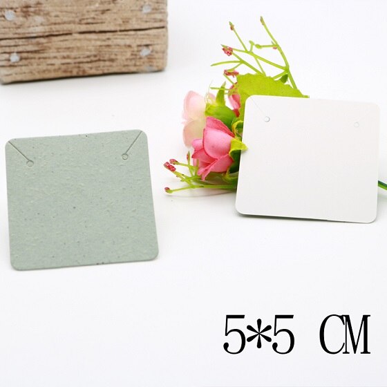 Multi Size 100pcs Kraft Handmade Earring Card with Colorful Pattern Printed Paper Packaging Earring Cards Jewelry Displays Cards: 5x5cm light green