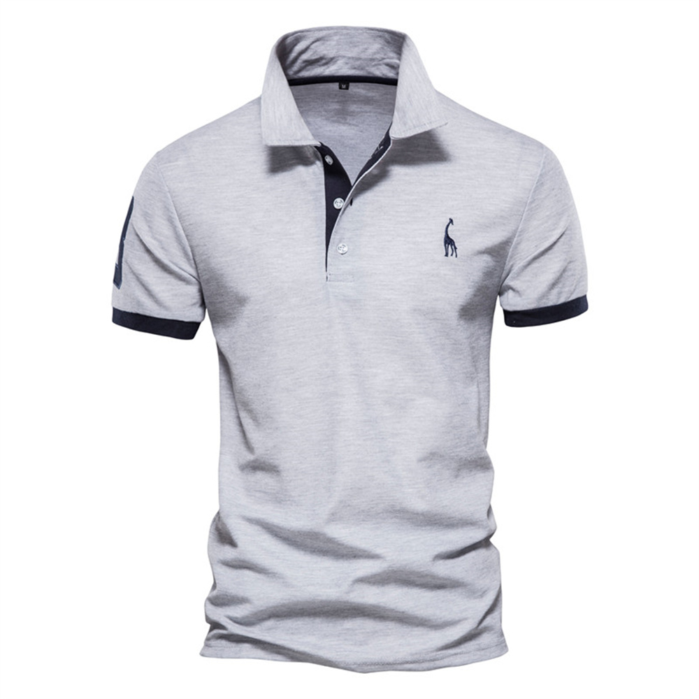 Polo Girafe à Manches Courtes pour Homme, Chemise Brodée de , Décontractée, Business, Social, Été, Directe