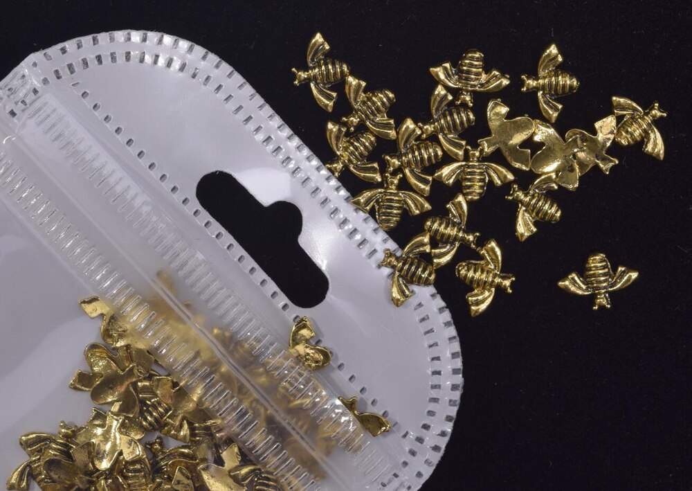 50pcs 8 styles Antique Bronze miel abeille breloques ongles déco abeille breloque pour ongles gel courrier vernis /bijoux artisanat breloques, JH-44