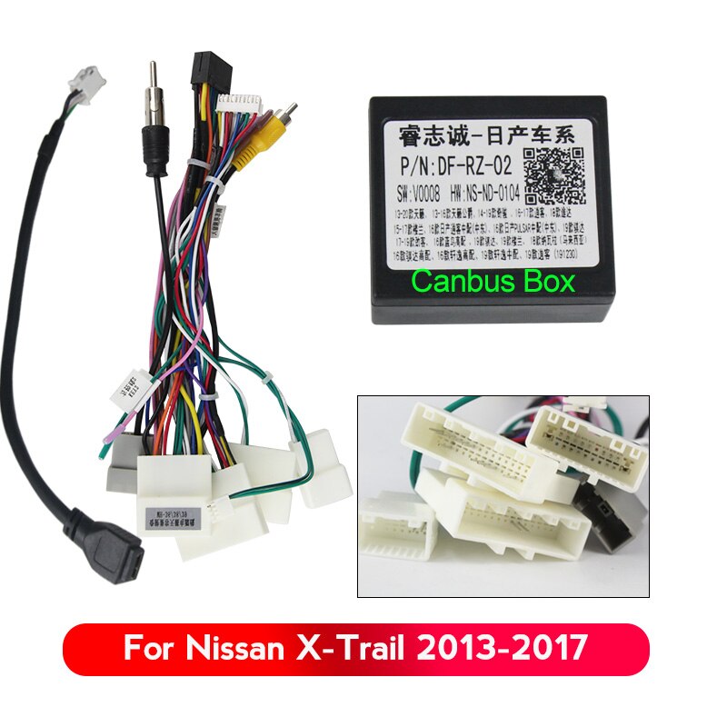 MEKEDE Car Audio 16PIN Android Power Cable Adapter With Canbus Box For Nissan Teana/Sylphy/Tiida Power Cable Wiring Harness: X-TRAIL Cable CAN