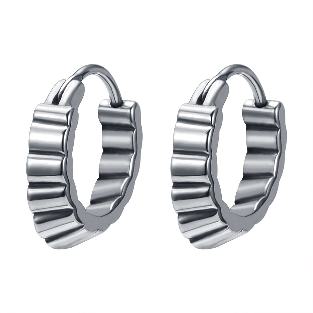 Zs 1 Paar Punk Rock Ronde Oorbellen Rvs Oor Ring Schedel Chirurgisch Staal Oorbellen Voor Mannen Vrouwen Pop oor Piercing: EH633SR-11