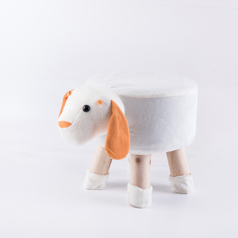 Baby Shining Kids Autostoeltjes Kid Stoel Baby Cartoon Stoel Hoogte 28Cm Creatieve Dier Bank Houten Bank Pluche Comfortabele Baby seat: White-dog
