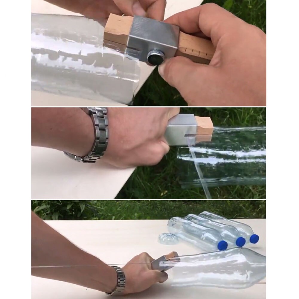 1PC Rope Cord Strip Maker Tool Plastic Bottle Cutter for Outdoor Garden Decoration Wood + Stainless steel
