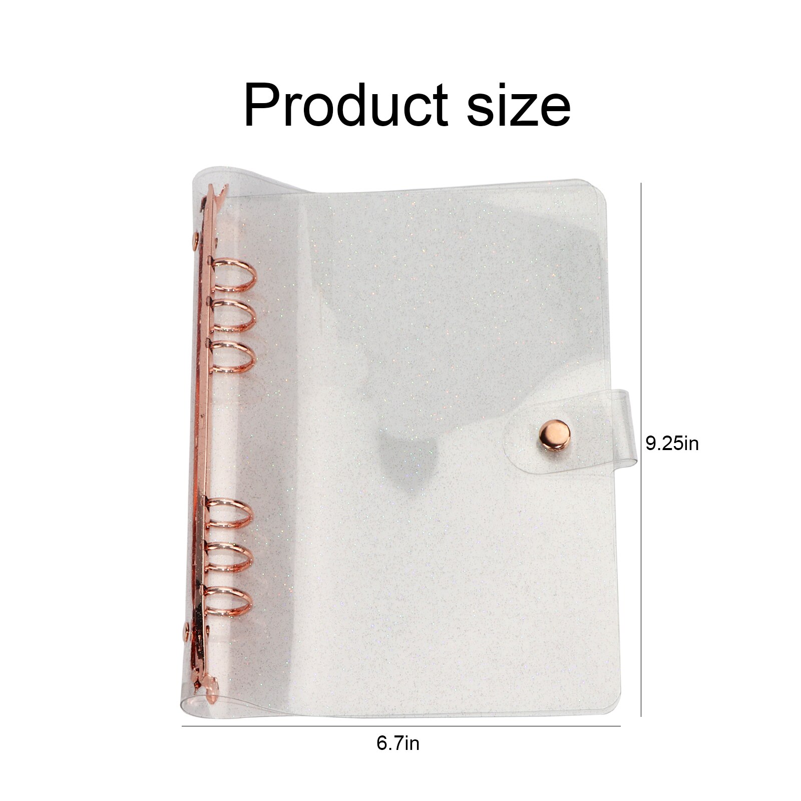 6 Ring A5 Clear Glitter Binder PVC Notebook A6 Binder Glitter Rose Gold A5 Clear Folder Binder