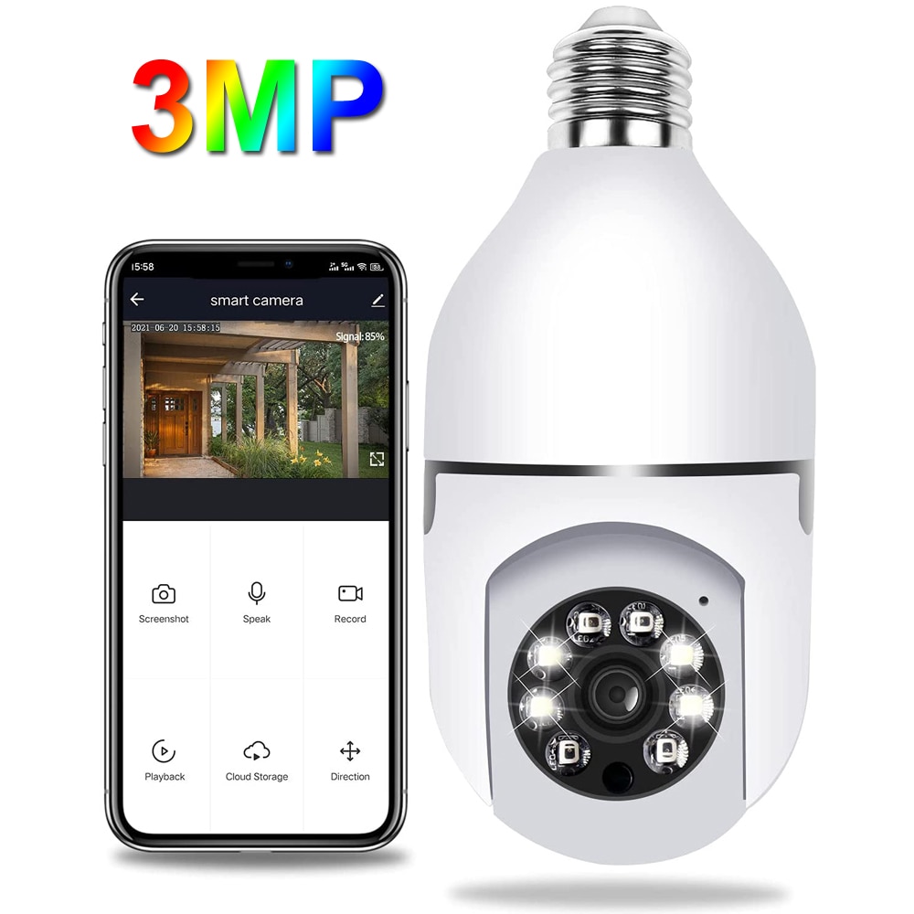 E27 Lamp Camera 3MP Bewakingscamera Wifi 360 Graden Draaien Panoramisch Draadloze Bewakingscamera &#39;S Ip Ptz Thuis Camera