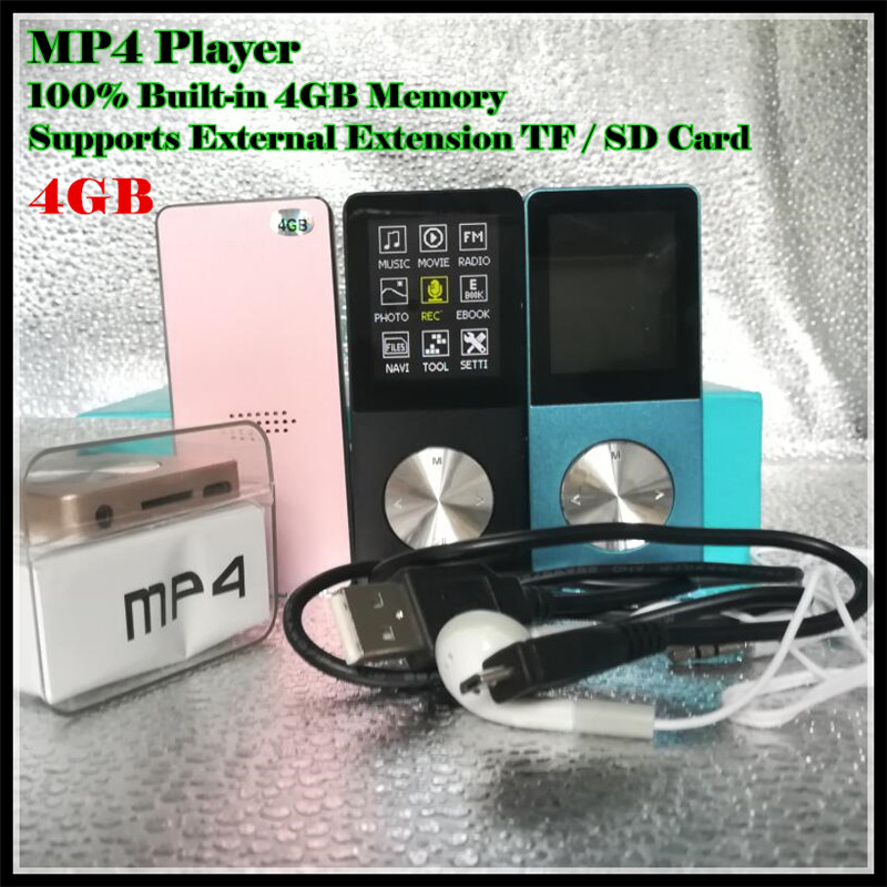 Sport musik hifi  mp3 mp4 spelare 100%  byggt -in 4gb riktigt minne 1.8 "lcd media videospel film fm fotovisare, med tf / sd-kortplats