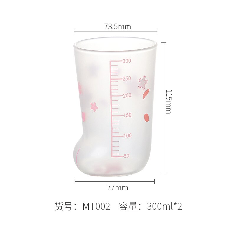 Taza de agua con forma de Pata de Gato para el hogar, dibujo , con escala, jugo, leche, vidrio: Single