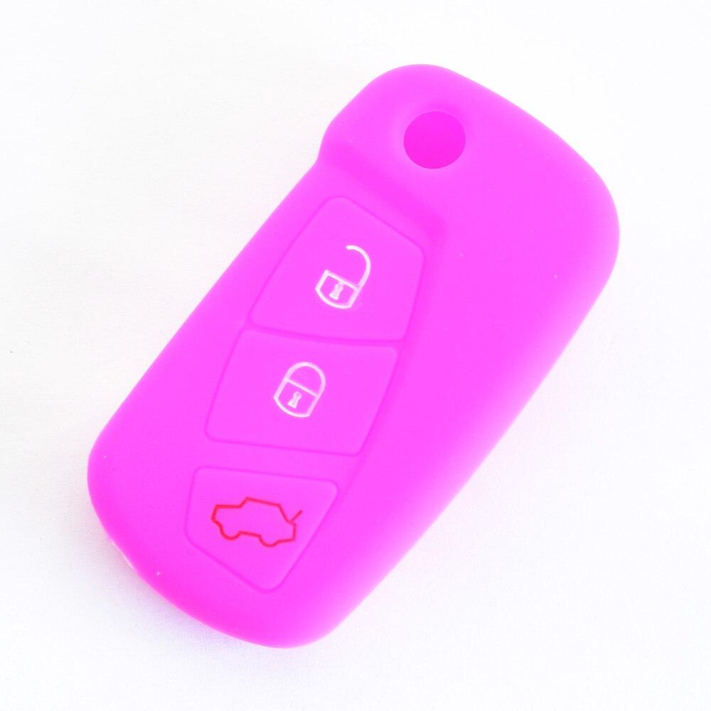 Bil nøgle etui til ford ka  mk2 3 knapper eftermarked folde nøglering holder fjernbetjening fob protector cover: Rosenrød