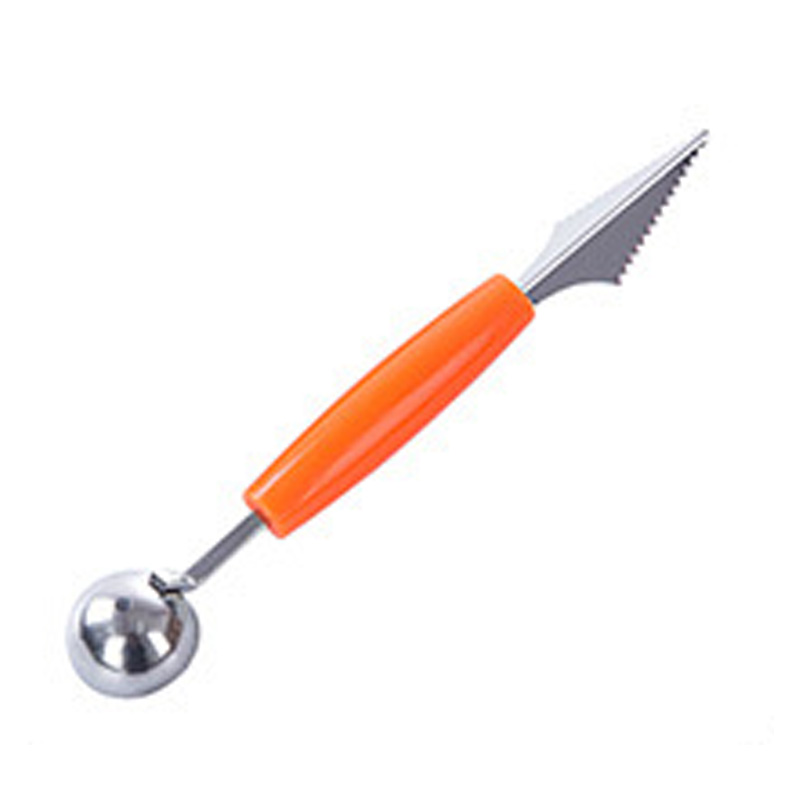 Frugt udskæring kniv is grave kugle scoop vandmelon melon dobbelt hoved gadget gør det selv-assorteret kolde retter køkkenværktøj: Orange