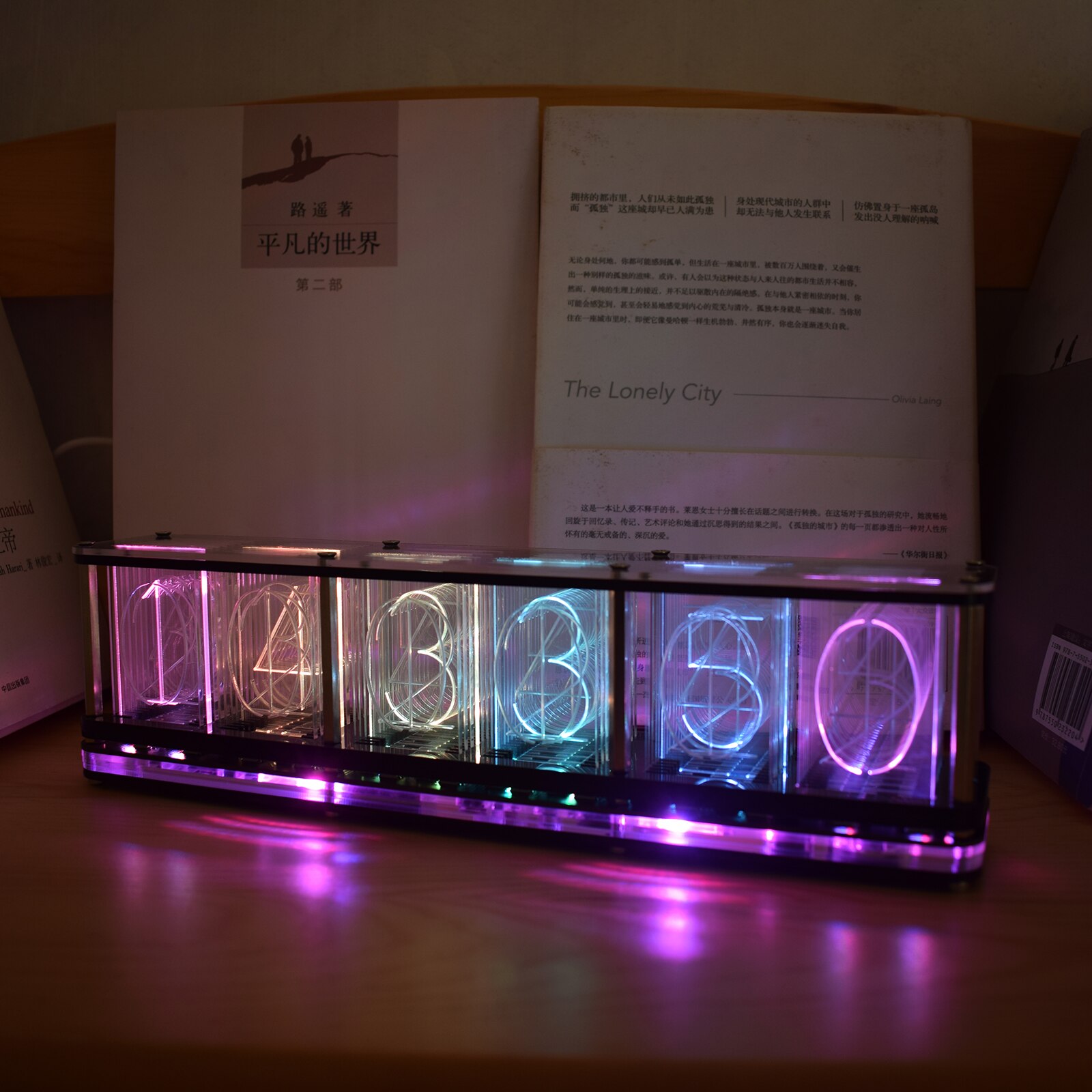 Diy fuldfarve rgb gløderør ur  ds3231 elektronisk desktop ur kit boligindretning med led musik spektrum funktion