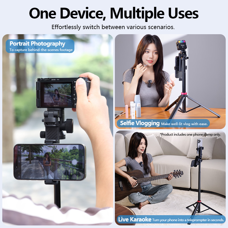 Ulanzi MT-78 Phone Tripod With Bluetooth Remote Controller Double Cold Shoe Quick Disassembly Gimbal 1/4 Screw For DSLR Camera