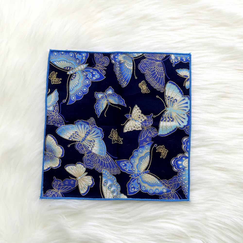 Serviette de poche Style japonais et vent en coton tissu fait à la main Satin bronzant vagues de papillon mouchoir de fleur de cerisier: 4
