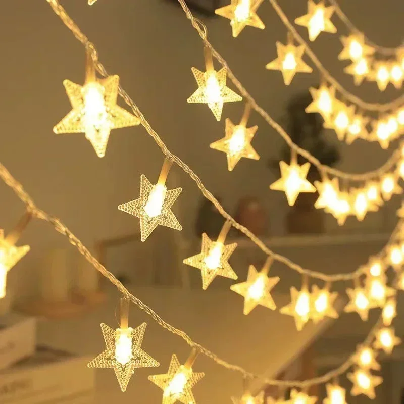 Guirnalda de luces LED con gotas de agua y batería, guirnalda impermeable para decoración exterior, luces Fariy, Navidad, boda, jardín, habitación: YELLOW / 0-5 W