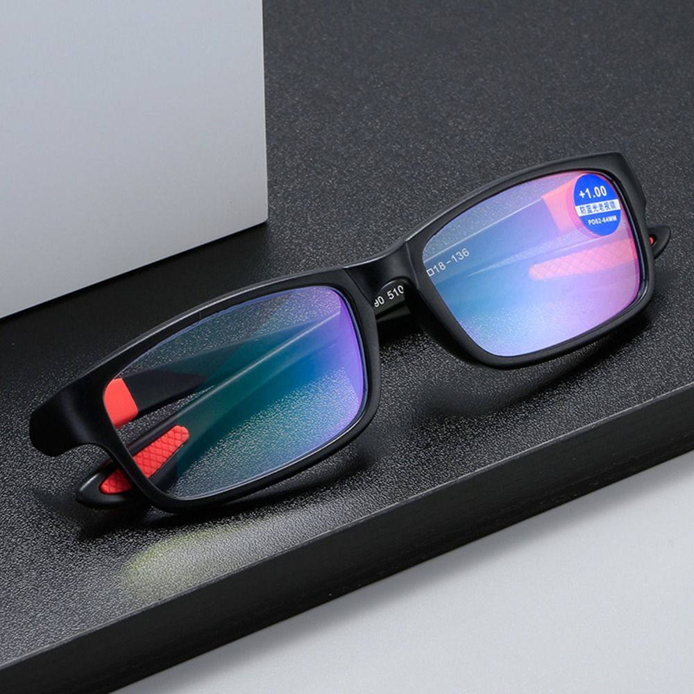 Gafas de lectura ultraligeras TR90 para hombres, lentes ópticas con bloqueo de luz azul para presbicia, hipermetropía + 1,0 + 1,5 + 2,0 + 3