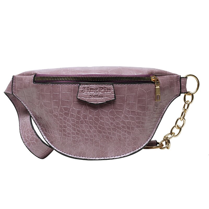 Fanny Pack femmes taille ceinture sac Crocodile motif Vintage taille sacs femme Bum pochette téléphone en cuir poitrine sac ZY889: Purple  Waist Bag