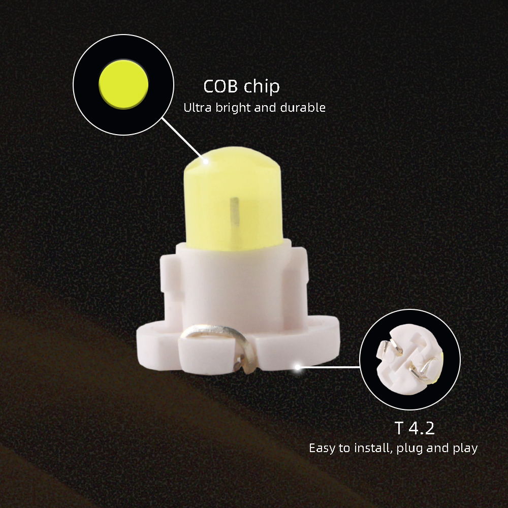 10PCS T4.2 COB LED Dashboard Warning Indicator Lights 12V Interior Instrument Cluster Lamps Guage Bulbs White Blue Pink Auto