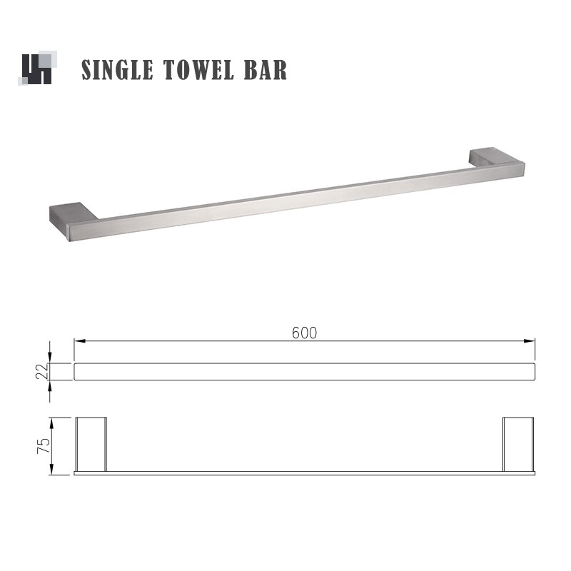 Porte-papier essuie-tout en acier inoxydable, accessoires de salle de bains, porte-serviettes brossés, porte-brosse de toilette, porte-savon à crochet: Single Towel Bar