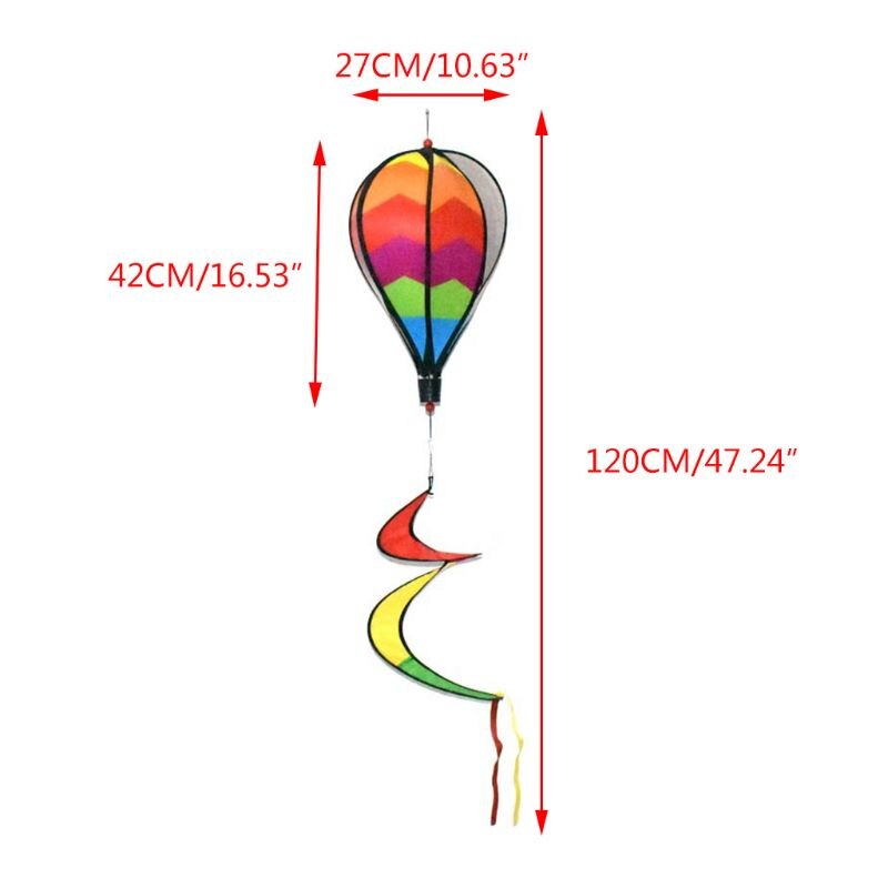 Outdoor Hanging Rainbow Color Air Balloon Rotating Wind Strip Windmill Park Attractions Decoration Pinwheel
