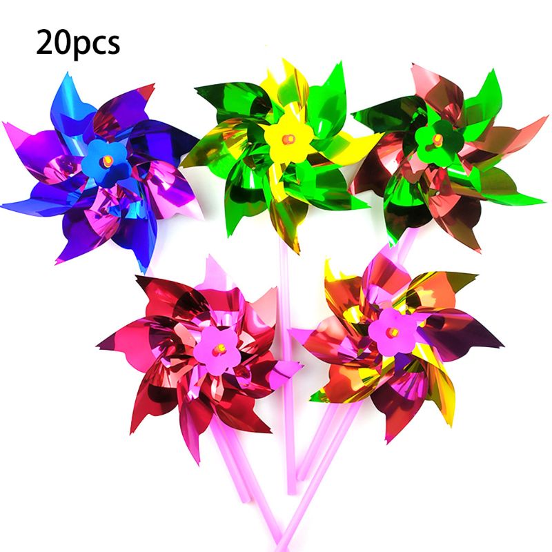 Prato Girandole, Partito Girandole Mulino a Vento Arcobaleno Girandola Fai da Te Girandole Set per Bambini di Giocattoli Giardino Prato Decorazione, 20 Pcs