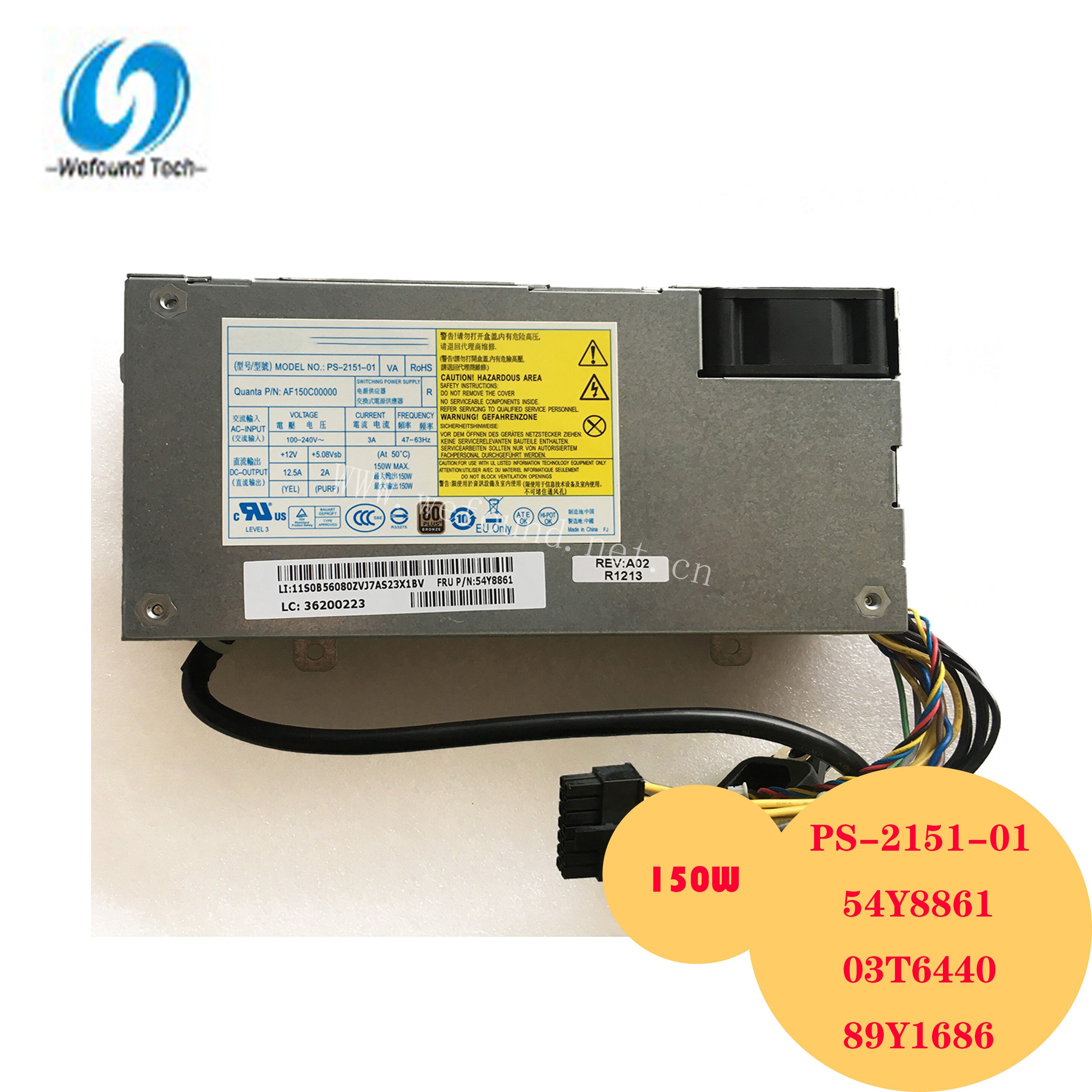 100% test for power supply for PS-2151-01 PC9051 54Y8861 03T6440 89Y1686 150W 16*8*4cm Work Good