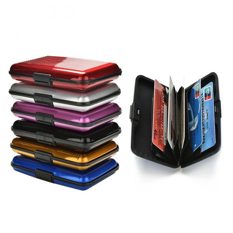 Tarjetero de aluminio para hombre, estuche rígido con bloqueo, billetera sólida para tarjetas de crédito, escaneo Anti-RFID, protege el tarjetero, 1 ud.