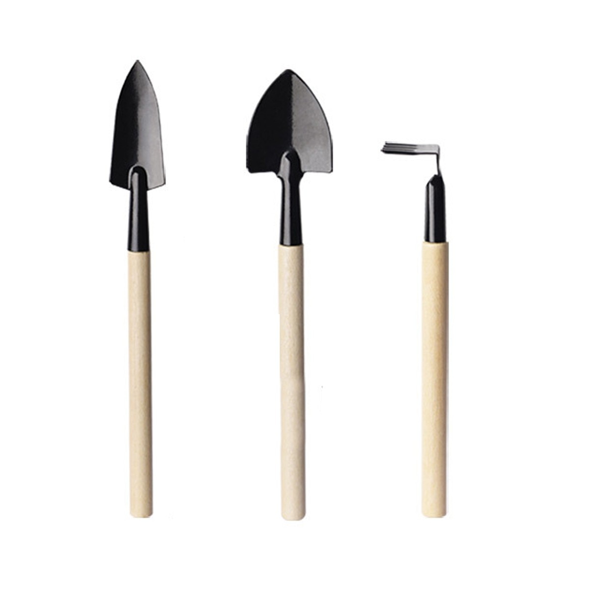 Wooden Handle Gardening Tools Portable Gardening Tool Metal Garden Soil Gardening Tools Shovel Spade Rake 3-Piece Set Mini