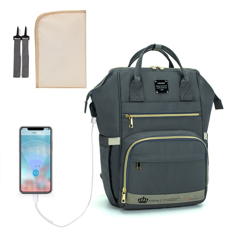 Lequeen USB Diaper Bag Nappy Bag With Diapers & Straps Large Capacity Maternity Bag Travel Backpack Waterproof: O