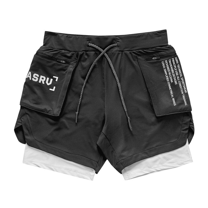 Men's Casual Shorts Large Size Quick-drying Camouflage Sport Shorts Sweat and Breathable Running Shorts Gym Joggers: Black / M