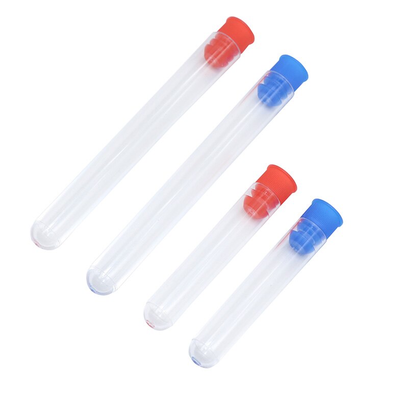 20 Pcs Transparent Laboratory Transparent Plastic Test Tube Round Bottom Tube Sample Bottle With Push Cover Laboratory Supplies