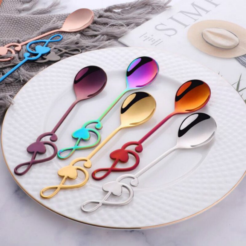 Musical Note Coffee Spoons Stainless Steel Tea Stirring Spoons Sugar Ice Cream Mug Dessert Spoon Drink Tableware for Bar Party