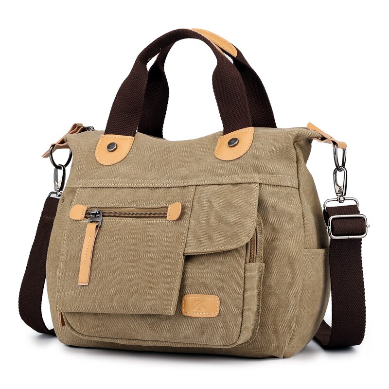 Canvas Shoulder Bag Female Handbag Women's Totes Messenger Packs Femme De Marque Casual Bolsos Mujer Girl's Crossbody bags: Khaki