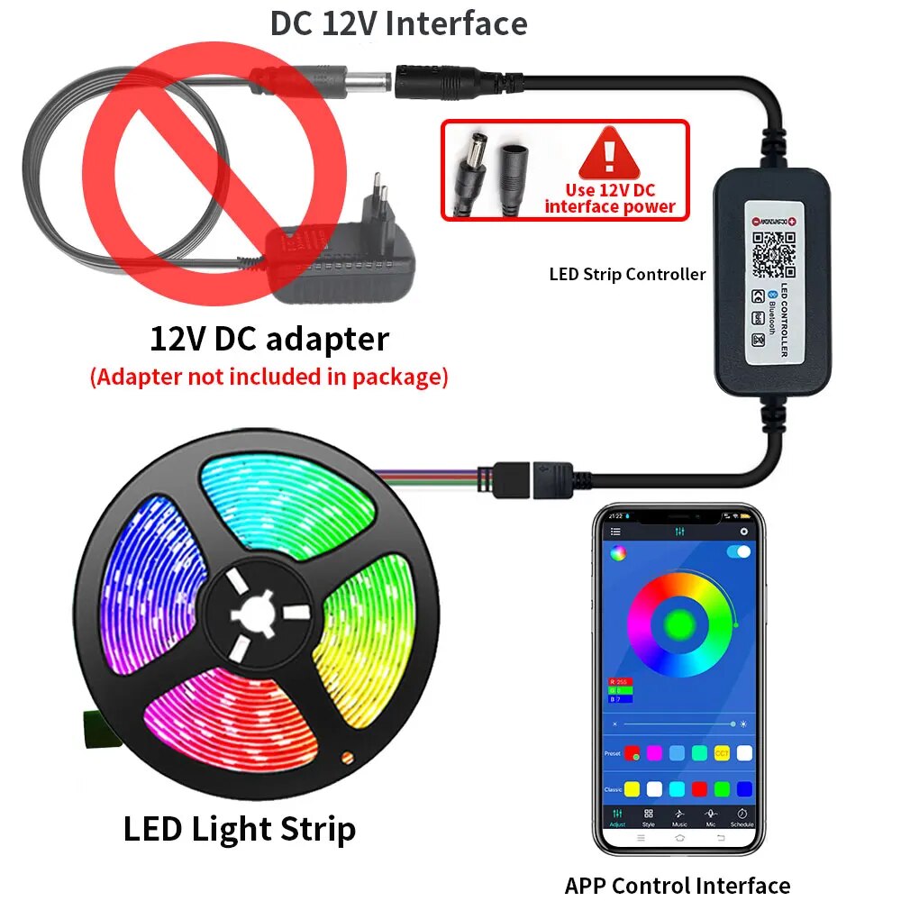 12 V LED Streifen Lichter RGB 5050 5 M 54 LEDS Bluetooth APP Steuerung Luces LED flexibel Diode Dekoration für Wohnzimmer Lampe Band