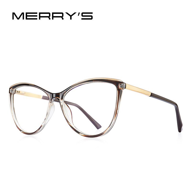 MERRYS Women Retro Cat Eye Glasses Frame Ladies Eyeglasses Myopia Prescription Optical Eyewear S2701: C06 Brown