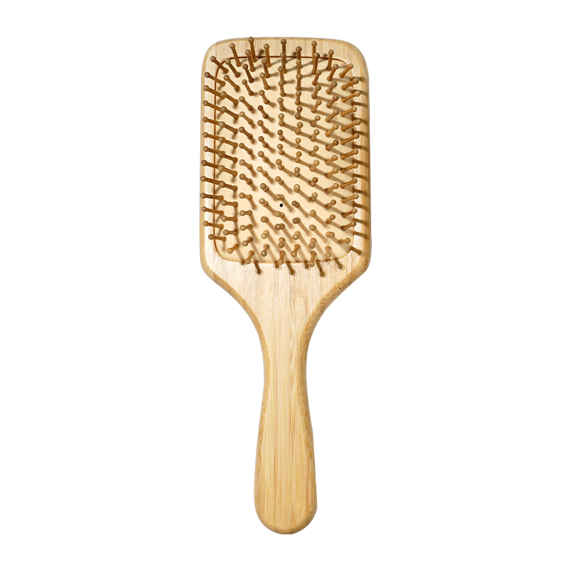 Cepillo de pelo de bambú para mujer, bolsa de aire, peines de bambú de dientes anchos, cepillo de cuero cabelludo de masaje suave, peine de barbero, herramientas de peinado de peluquería: Negro