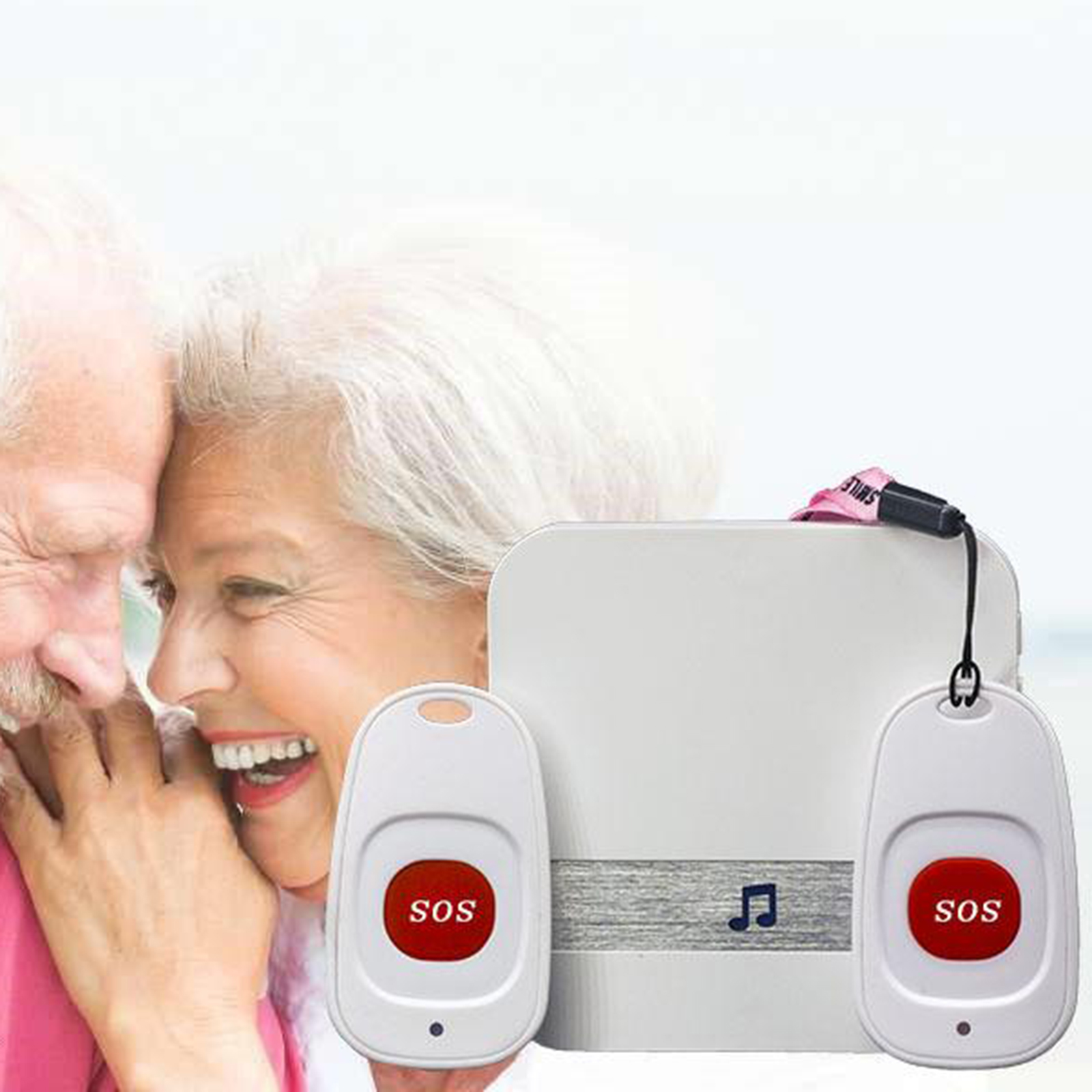 Draadloze deurbel met pager Noodalarm voor ouderen, 52 klokkenspel, AC 110V-220V, bereik van 200 m, thuisoproepbel, (EU/AU/UK/US) Stekker
