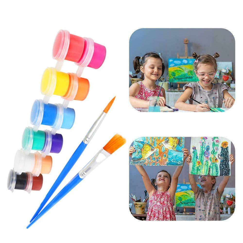 12 colores dedo kit de herramientas para pintar pintura con 2 cepillos juguete de arte DIY juguetes educativos de los niños su pigmento dar M4K7