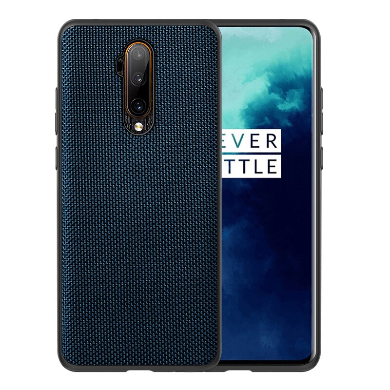 Per Oneplus 7 Pro Caso di Carbonio Texture In Pelle antiurto Ultra Sottile Della Copertura Posteriore Per Oneplus 7T Pro 6T 6 caso di Un Più Copertura Capa: For Oneplus 7T Pro / Blue