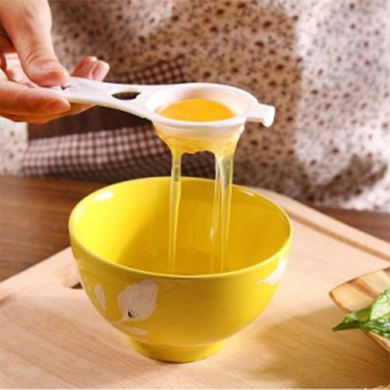 Handige witte eidooierscheider, eierscheider van voedselveilig plastic, duurzame eierextractor, filterzeef, keukengadgets