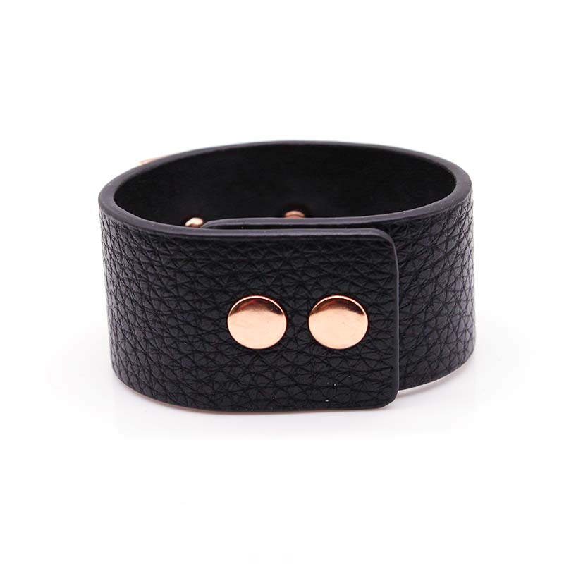 D&amp;D Hand PU Leather Bracelet Simple All Match MS The Light Panel Wide Women Wrap Bracelet Wristband