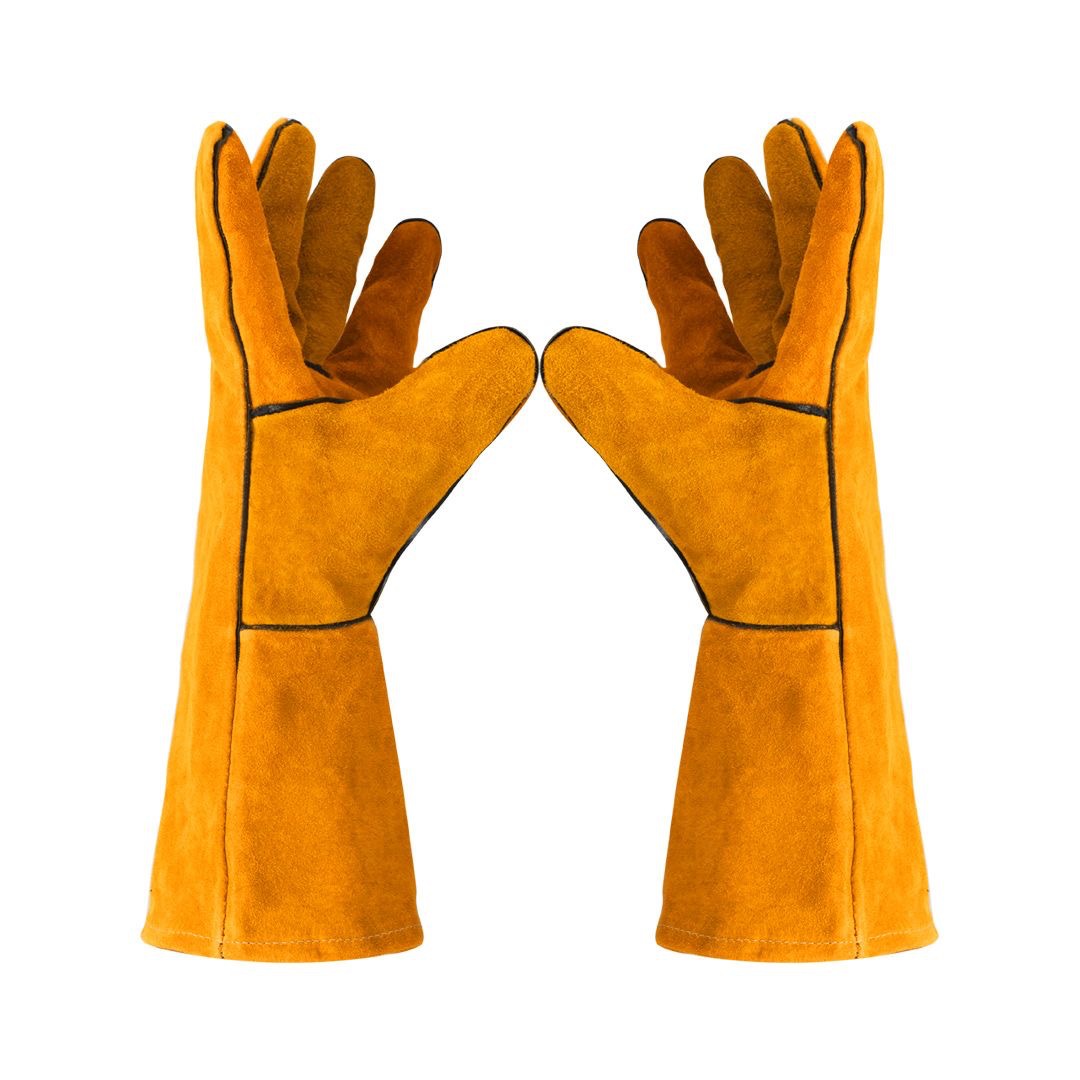 Schweißhandschuhe Lederarbeit Feuer-/hitzebeständige Schweißhandschuhe Holz Holzbrenner Sicherheitshandschuhe für Mig Tig Stick Forge BBQ Grill: green