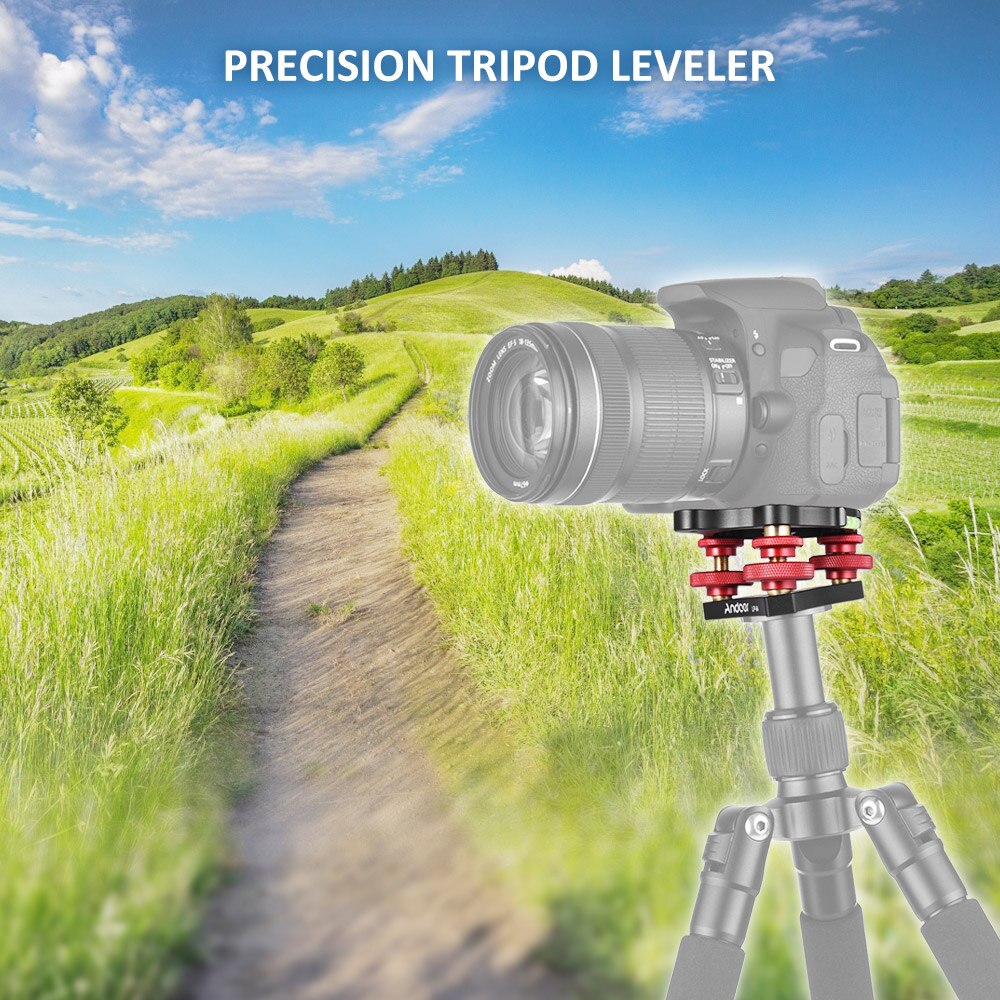 Andoer LP-64 livellatore di precisione a tre ruote con Base di livellamento per treppiede con livella a bolla 3/8 "vite lega di alluminio Max. 15kg