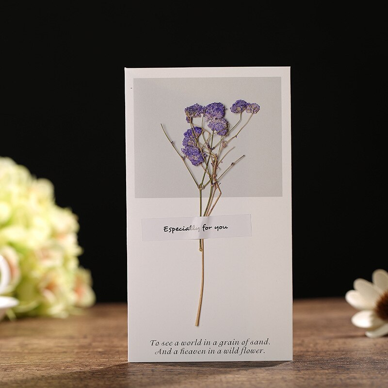 Hilsen tørkede blomster invitasjonskort bursdag thanksgiving dag mors dag beste ønsker blomst språkkort: 3