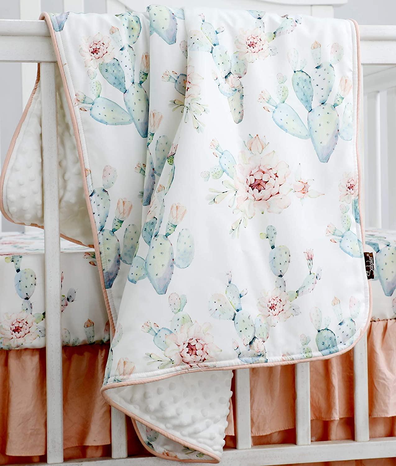 Sahaler Succulents Cactus Floral Baby Minky Blanket Baby Girl Crib Comforter Toddle Quilt 34x42inch (QXR)
