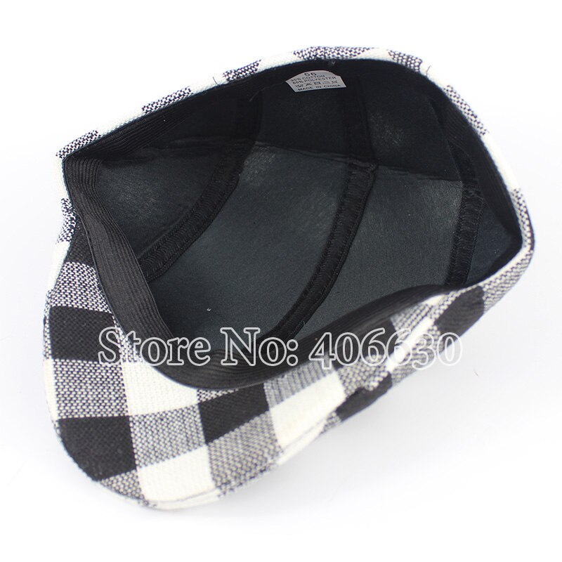 Vinter 56cm headsize svart og hvit rutete låve beret hattemaker gutt visir avis hattemaker shxb 019