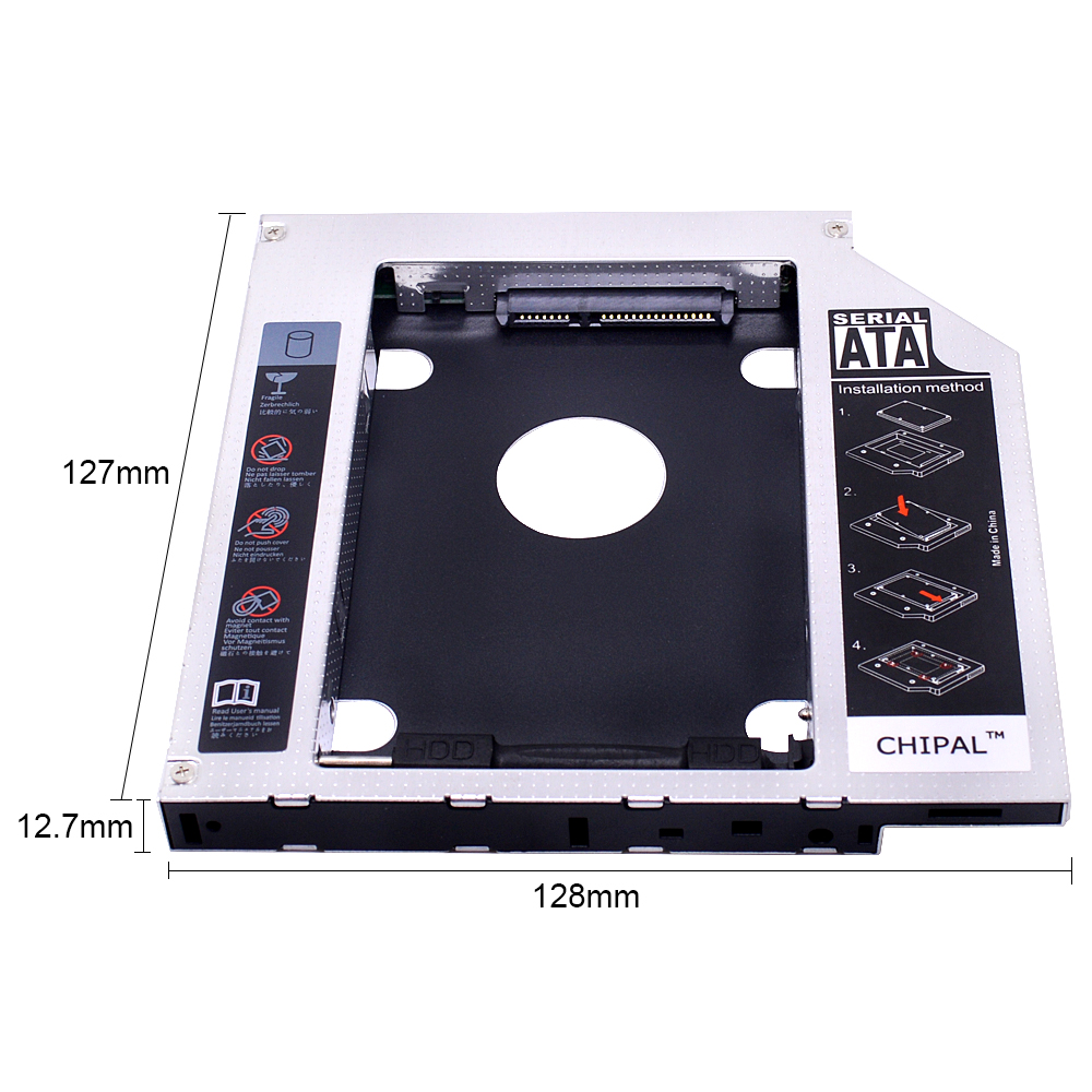 Chipal magnesiumlegierung 2nd hdd caddy 12.7mm sata 3.0 für 2.5 "ssd-gehäuse festplattengehäuse für laptop cd dvd rom optibay