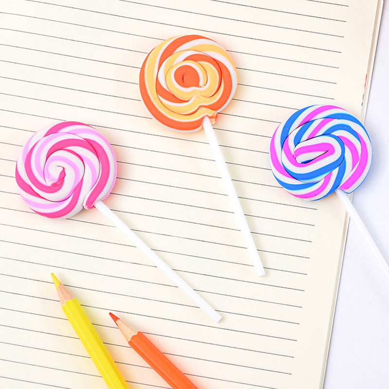 4 pcs/lot Lollipop Rubber Eraser Kawaii Soft Durable Flexible Cube Office Erasers for School Student Kids