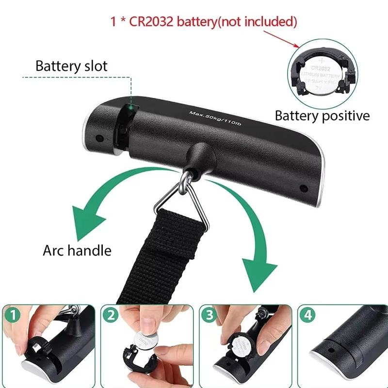 Báscula colgante de mano. Báscula de peso para bolsa de lona 110 LBS /50 kg pesaje de viaje para equipaje electrónico