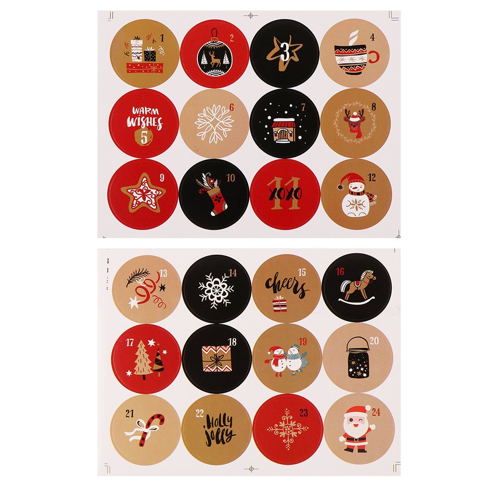 Merry Christmas Number Paper Stickers Advent Calendar Sticker Multi-Function DIY Packaging Cookie Sealing Label Decor: 6
